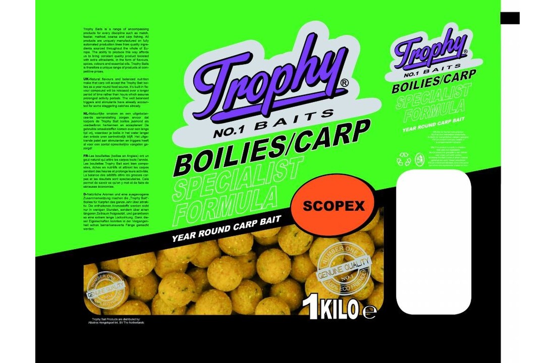 TROPHY NO.1 BAITS BOILIES 15MM SCOPEX 1KG