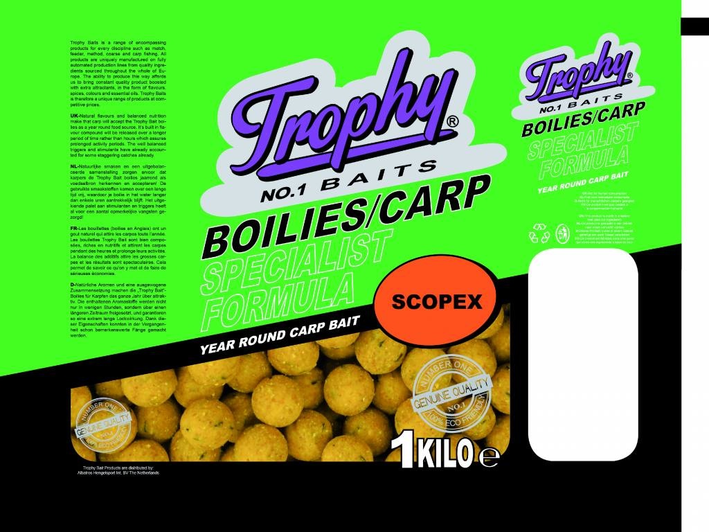 TROPHY NO.1 BAITS BOILIES 15MM SCOPEX 1KG