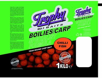 TROPHY NO.1 BAITS BOILIES 15MM CHILLI FISH 1KG