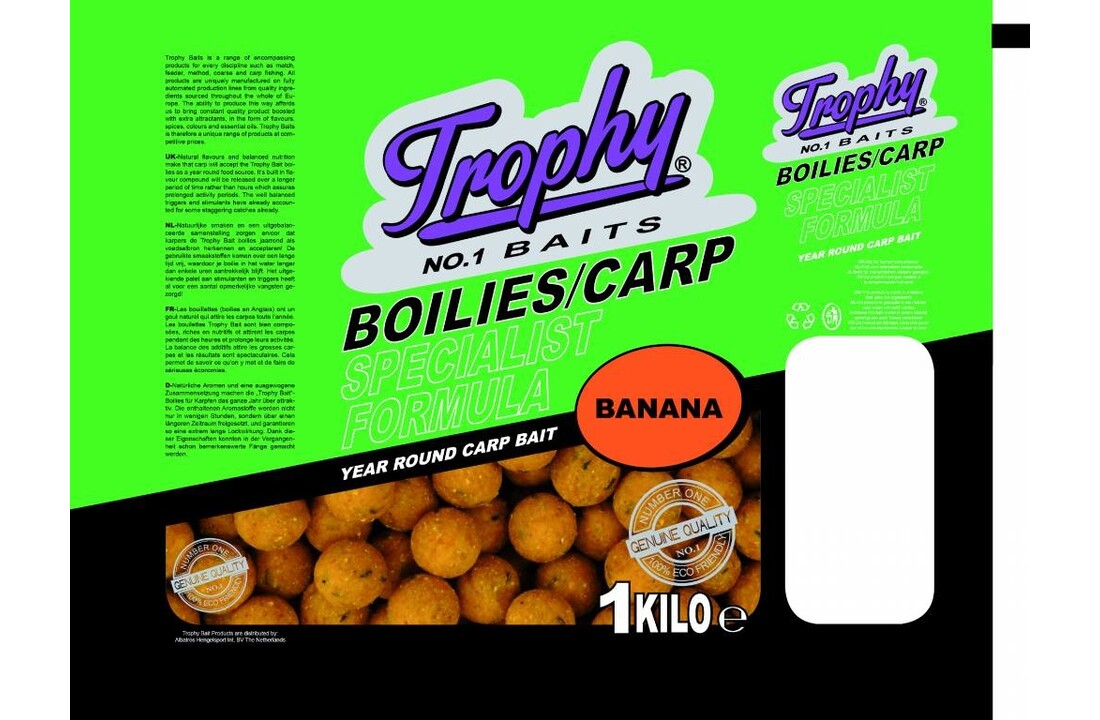 TROPHY NO.1 BAITS BOILIES 15MM BANANA 1KG