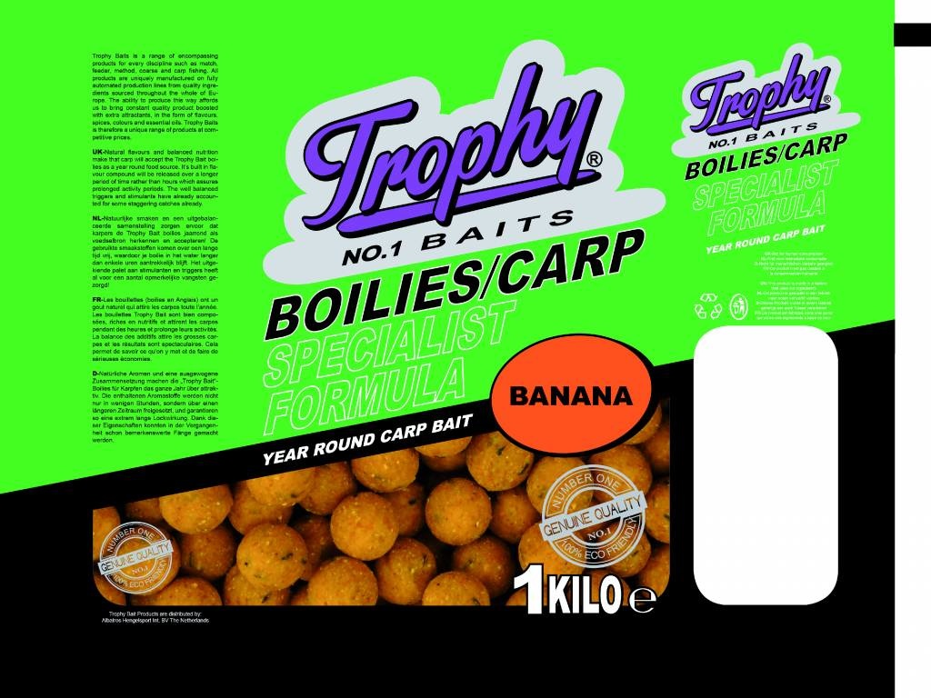 TROPHY NO.1 BAITS BOILIES 15MM BANANA 1KG