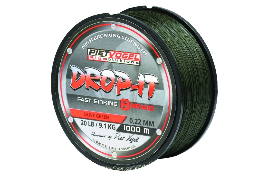 RIG SOLUTIONS DROP-IT FAST SINKING 8 BRAID 0.22MM OLIVE GREEN 20 LB 1000M