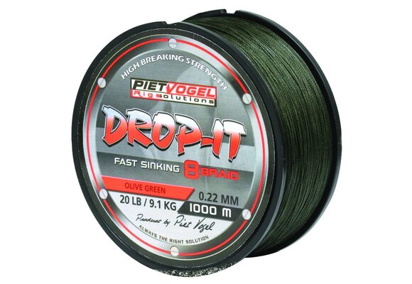 RIG SOLUTIONS DROP-IT FAST SINKING 8 BRAID 0.22MM OLIVE GREEN 20 LB 1000M