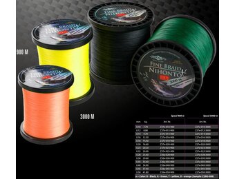 NIHONTO FINE BRAID 0.10MM 7.7KG BLACK 4 STRAND ROUND BRAID P/MTR