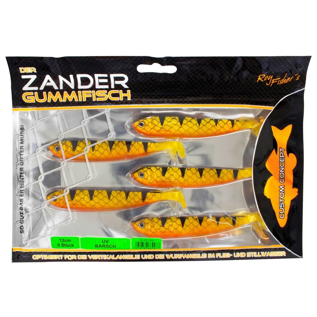 DER ZANDER GUMMIFISCH 12 CM UV BARSCH P/5
