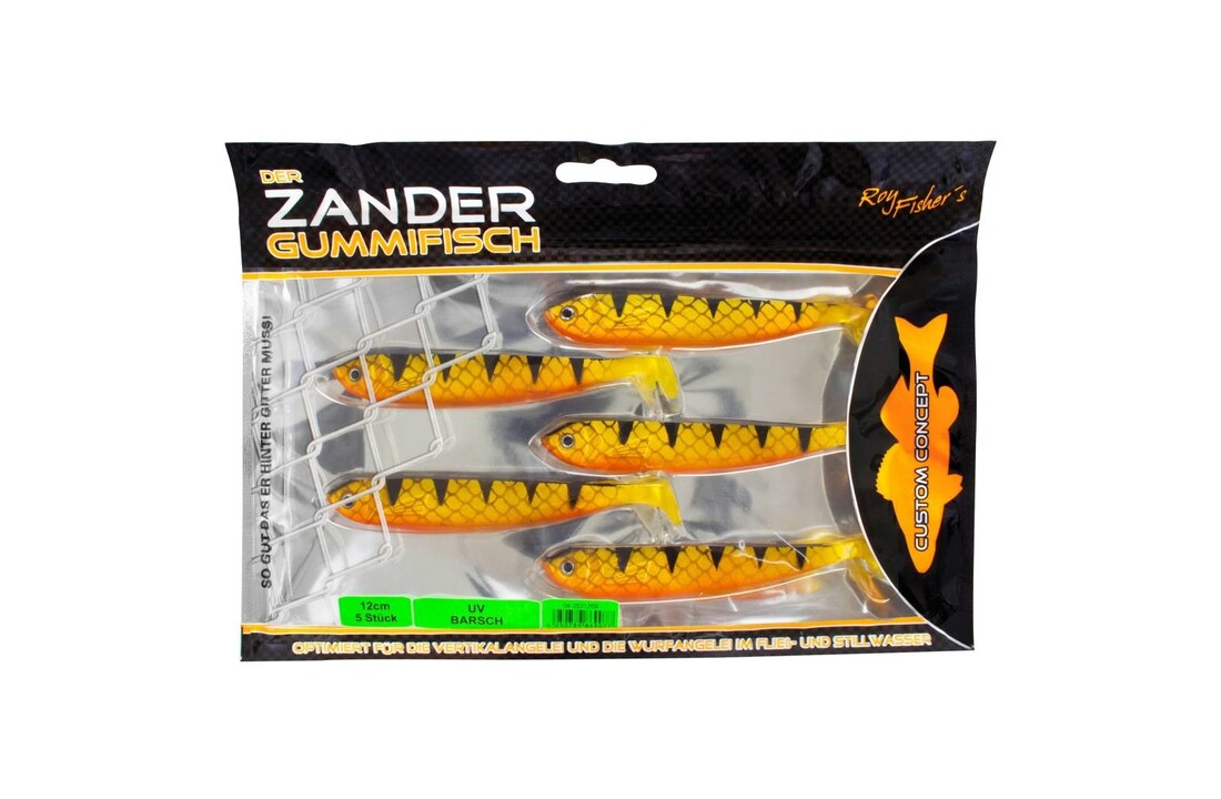 DER ZANDER GUMMIFISCH 12 CM UV BARSCH P/5
