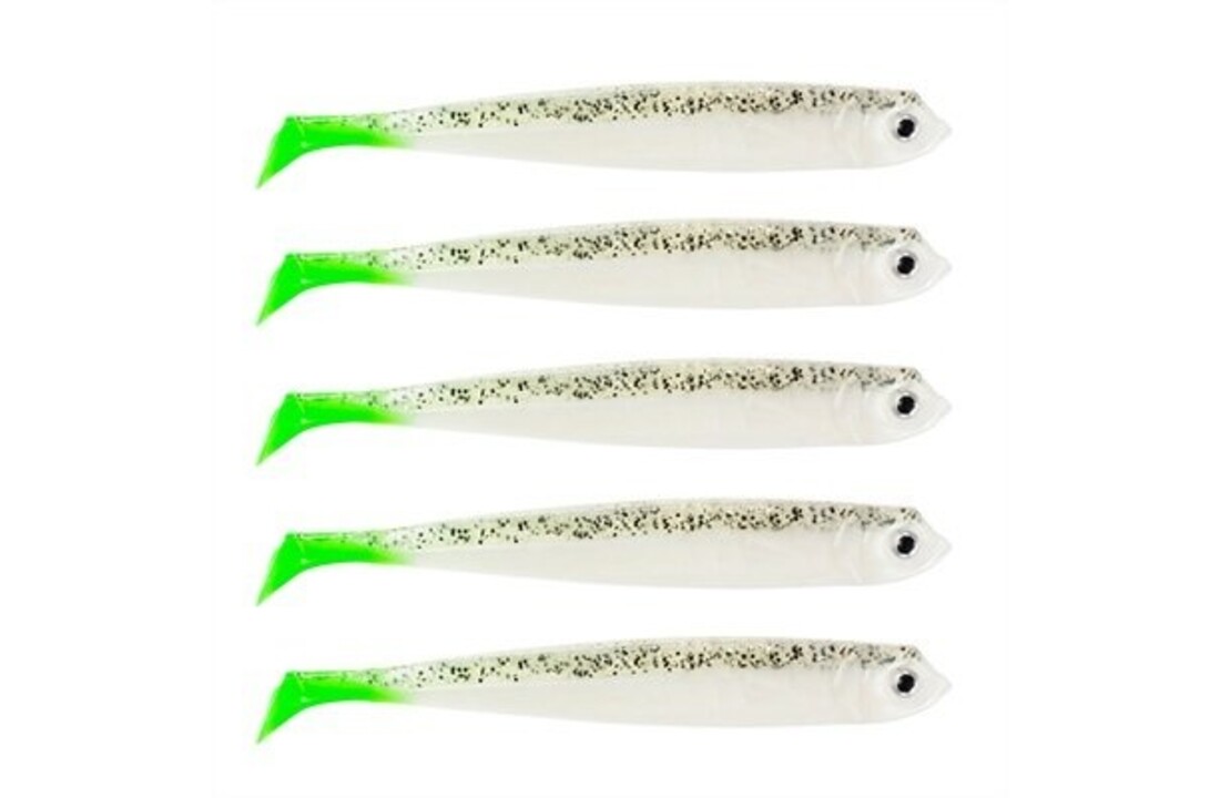 DER ZANDER GUMMIFISCH 12 CM UV SALT-N-PEPPER CHARTREUSE TAIL P/5