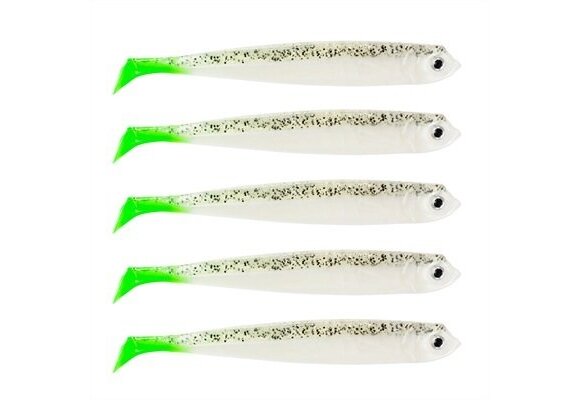 DER ZANDER GUMMIFISCH 12 CM UV SALT-N-PEPPER CHARTREUSE TAIL P/5