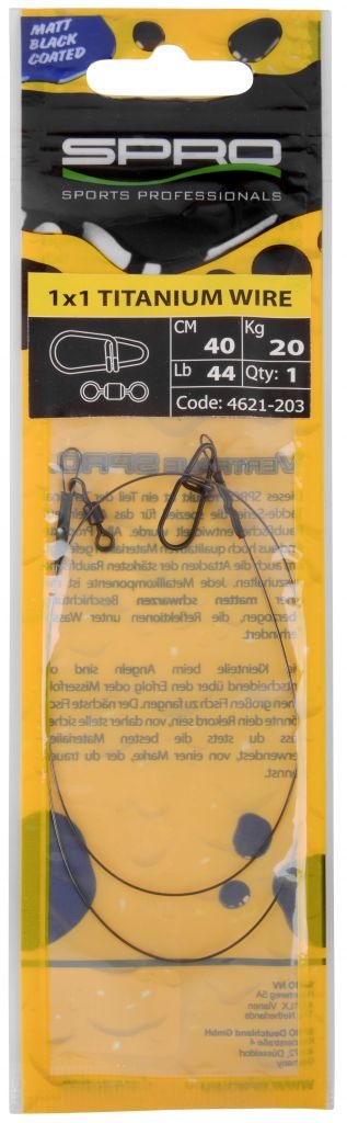 MATT BLACK LEADER 1X1 TITANIUM 30 CM 0.3MM 10KG