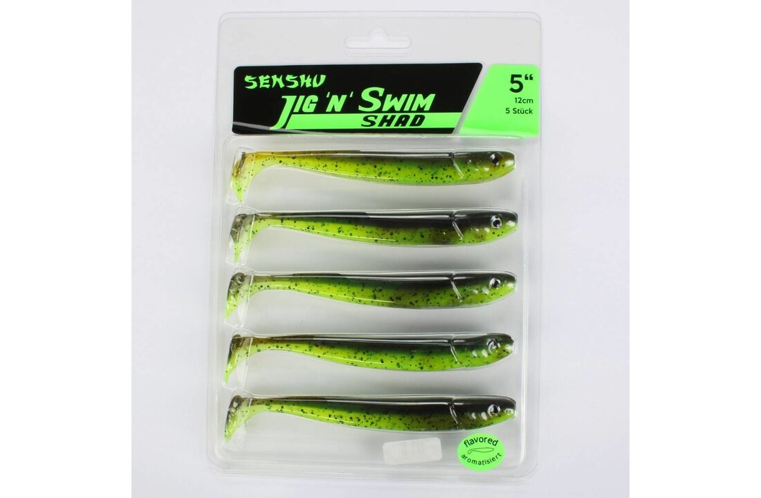 JIG 'N' SWIM SHAD 7.5 CM CHARTREUSE BROWNIE UV P/9