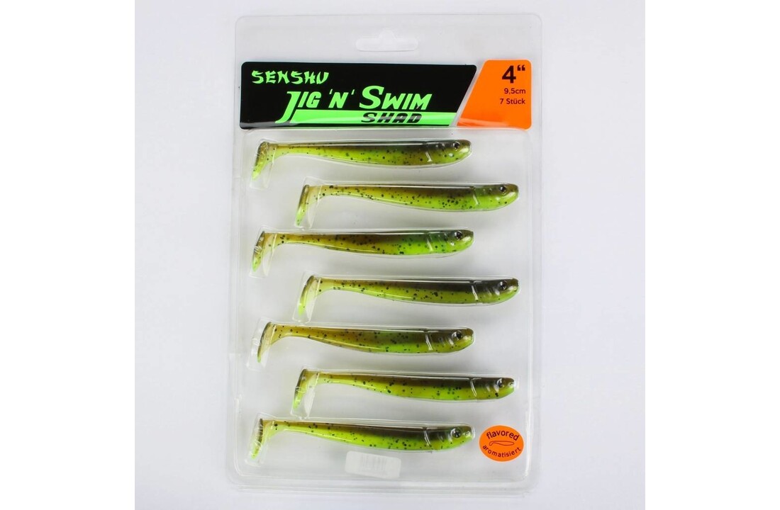 JIG 'N' SWIM SHAD 7.5 CM CHARTREUSE BROWNIE UV P/9
