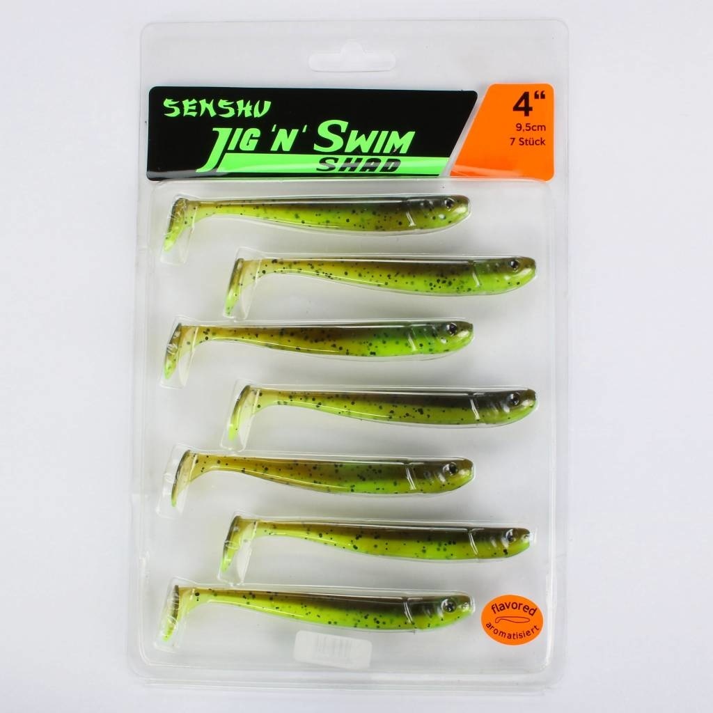 JIG 'N' SWIM SHAD 7.5 CM CHARTREUSE BROWNIE UV P/9
