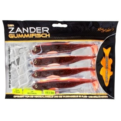 DER ZANDER GUMMIFISCH 12 CM UV MOTOROIL P/5