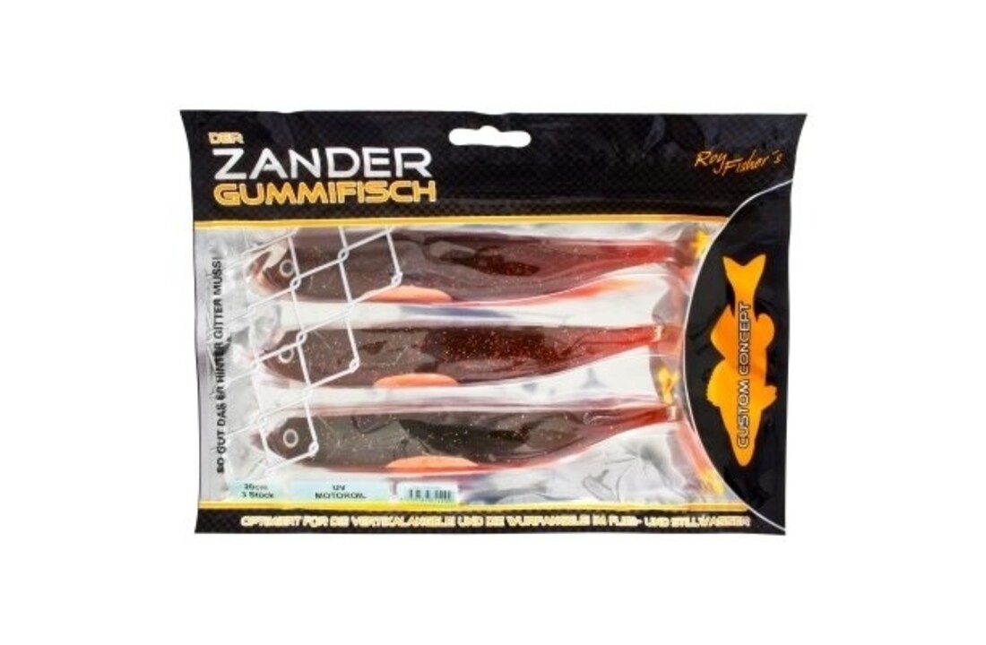 DER ZANDER GUMMIFISCH 12 CM UV MOTOROIL P/5