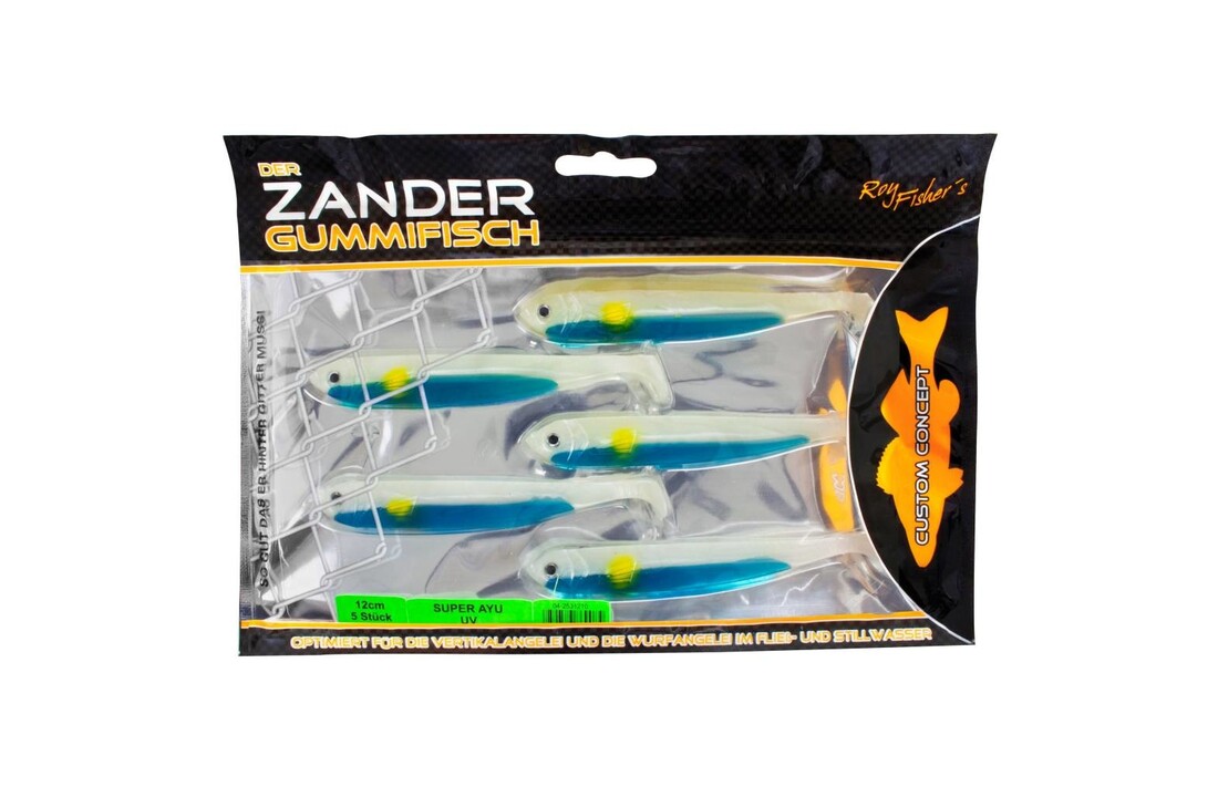 DER ZANDER GUMMIFISCH 12 CM UV SUPER AYU P/5