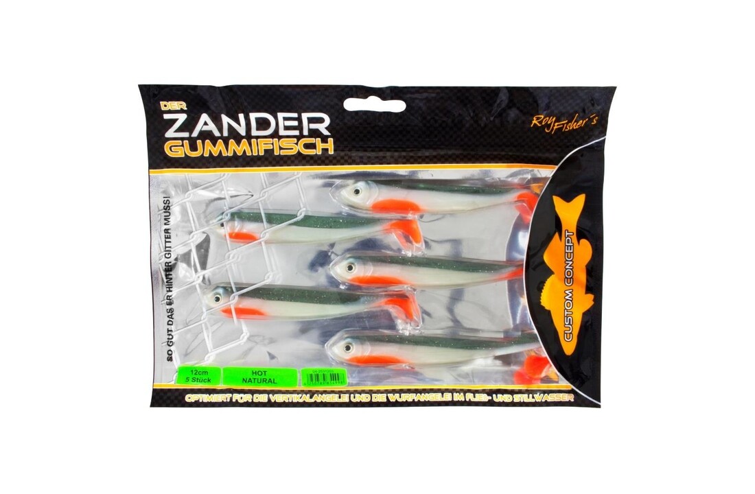 DER ZANDER GUMMIFISCH 15 CM UV HOT NATURAL P/4