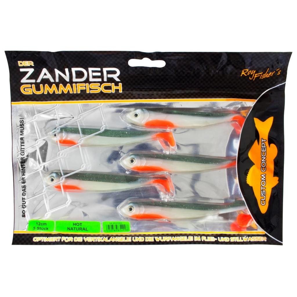 DER ZANDER GUMMIFISCH 15 CM UV HOT NATURAL P/4