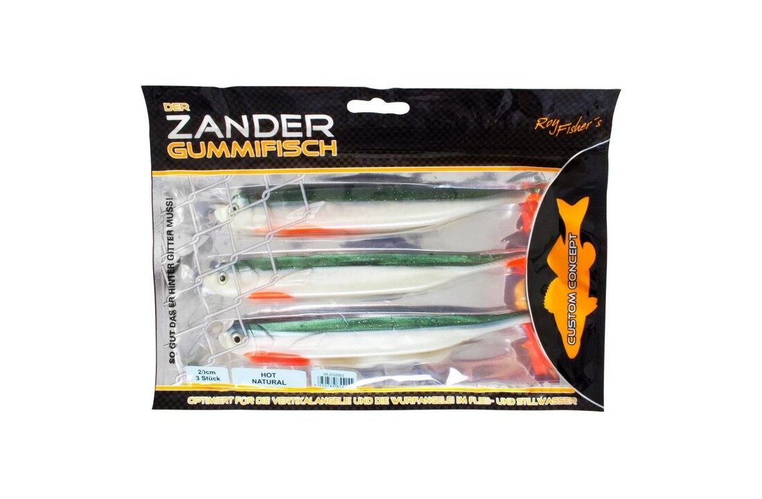 DER ZANDER GUMMIFISCH 15 CM UV HOT NATURAL P/4
