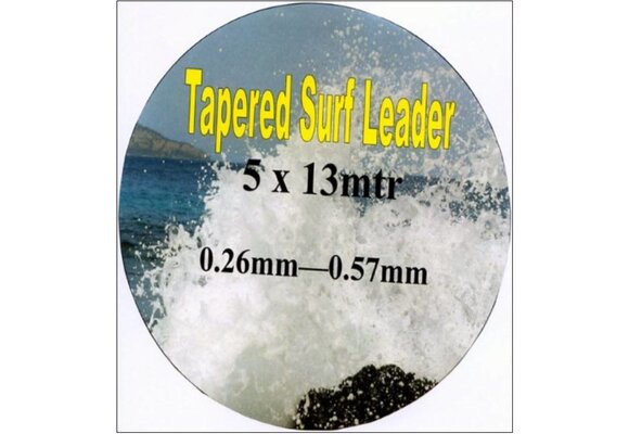 TAPERED SURF LEADER 5X13M 0.26MM-0.57MM RED