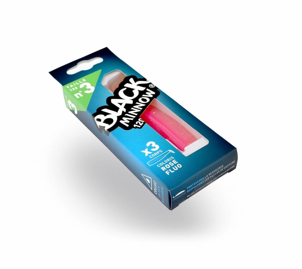 BLACK MINNOW 120 3 LURES BODIES FLUO PINK