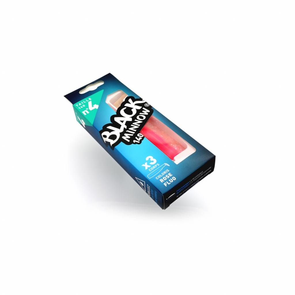 BLACK MINNOW 120 3 LURES BODIES FLUO PINK