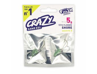 CRAZY SAND EEL 100 JIGHEAD PEARL GREEN SHORE 5 GRAM P/2