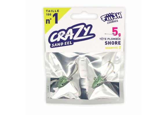CRAZY SAND EEL 100 JIGHEAD PEARL GREEN SHORE 5 GRAM P/2