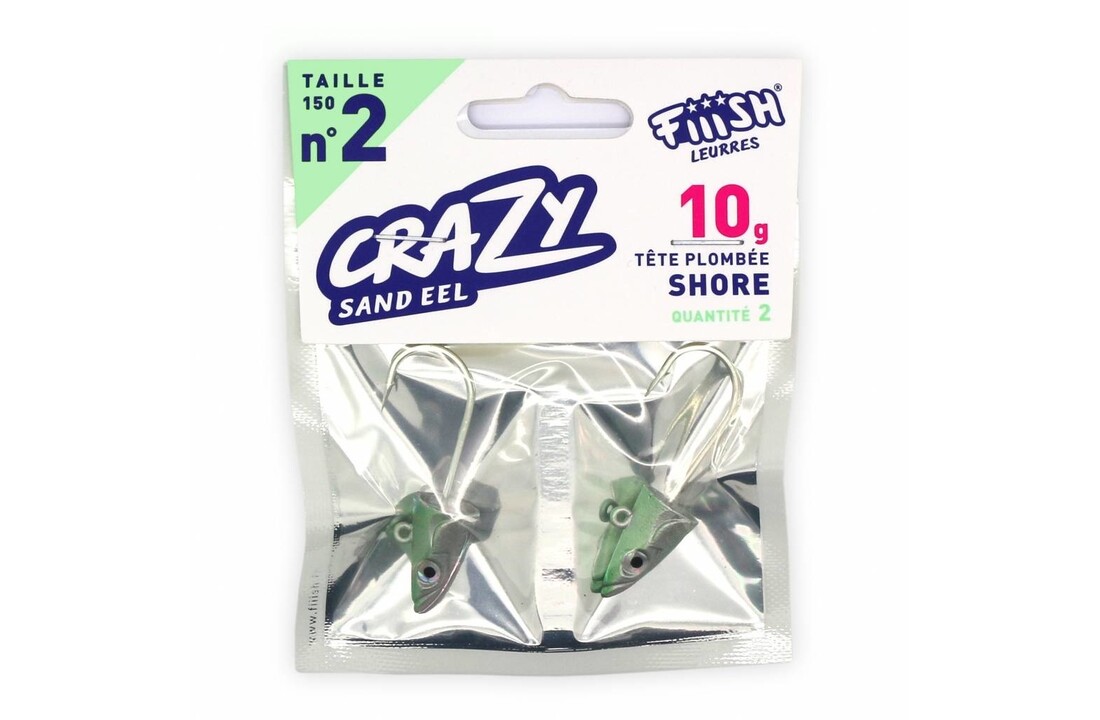 CRAZY SAND EEL 100 JIGHEAD PEARL GREEN SHORE 5 GRAM P/2