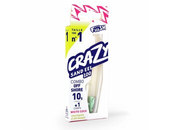 CRAZY SAND EEL 100 COMBO OFF SHORE WHITE COCO + 10 GRAM JIGHEAD PEARL GREEN + EXTRA BODY