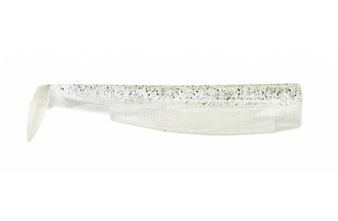 BLACK MINNOW 90 3 LURES BODIES GLITTERED WHITE