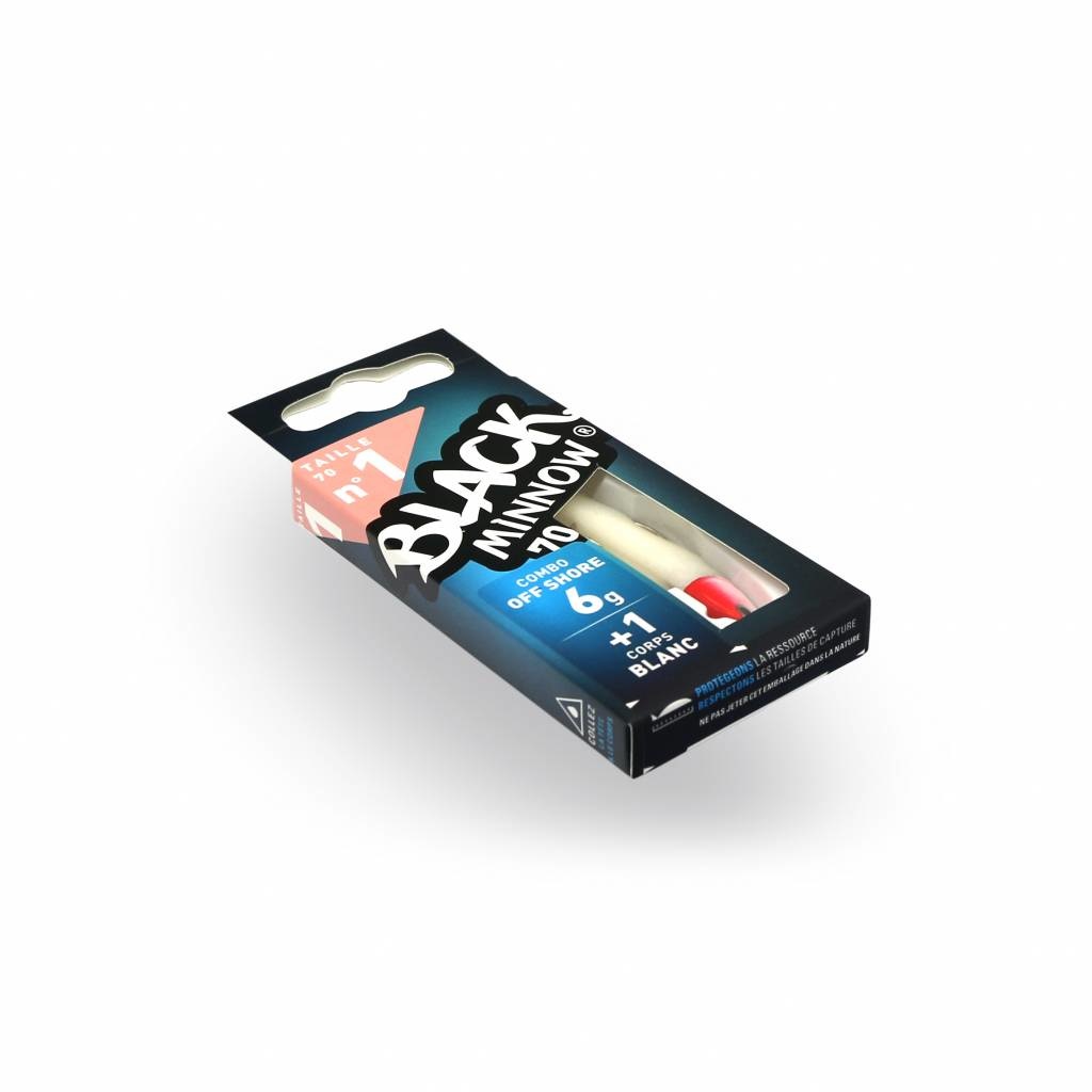 BLACK MINNOW 70 COMBO OFF SHORE 6 GRAM WHITE + LURE BODY WHITE JIGHEAD RED