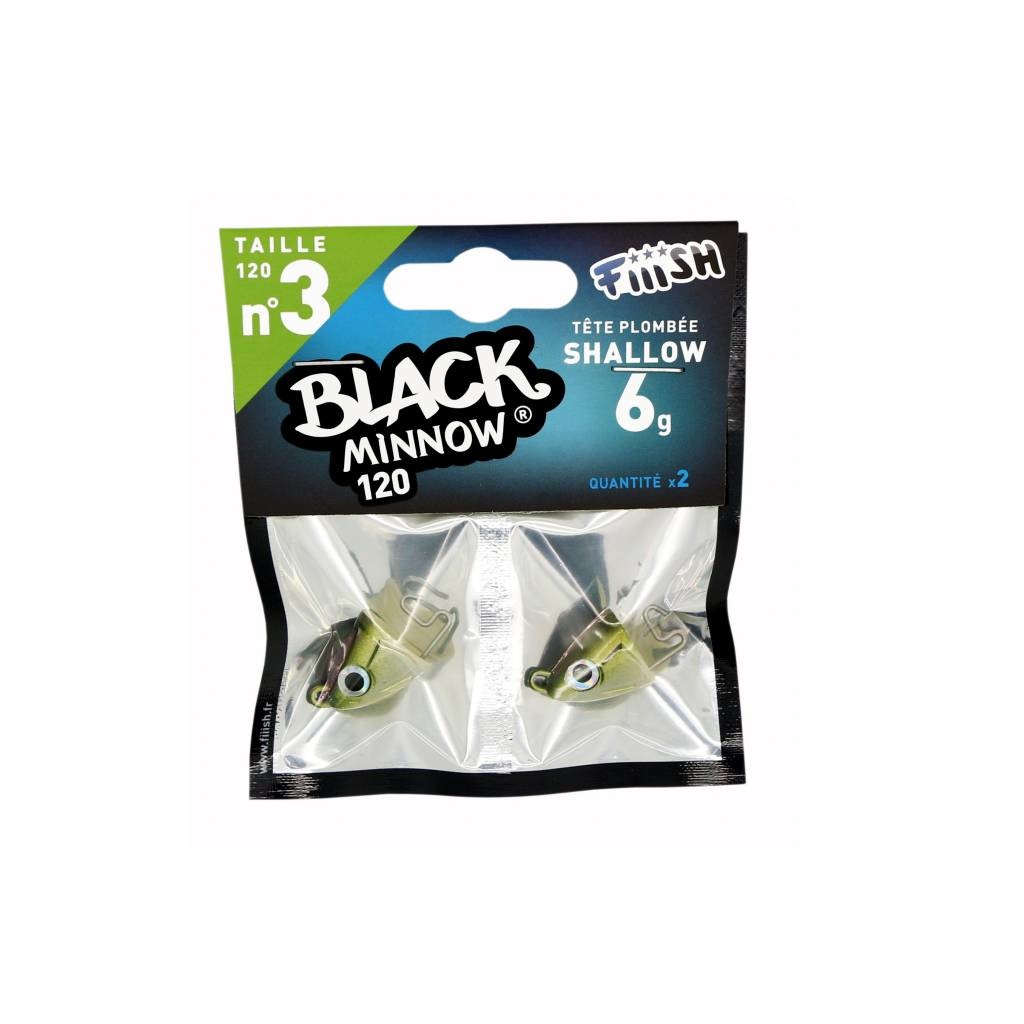 BLACK MINNOW 120 JIGHEAD KAKI SHALLOW 6 GRAM P/2