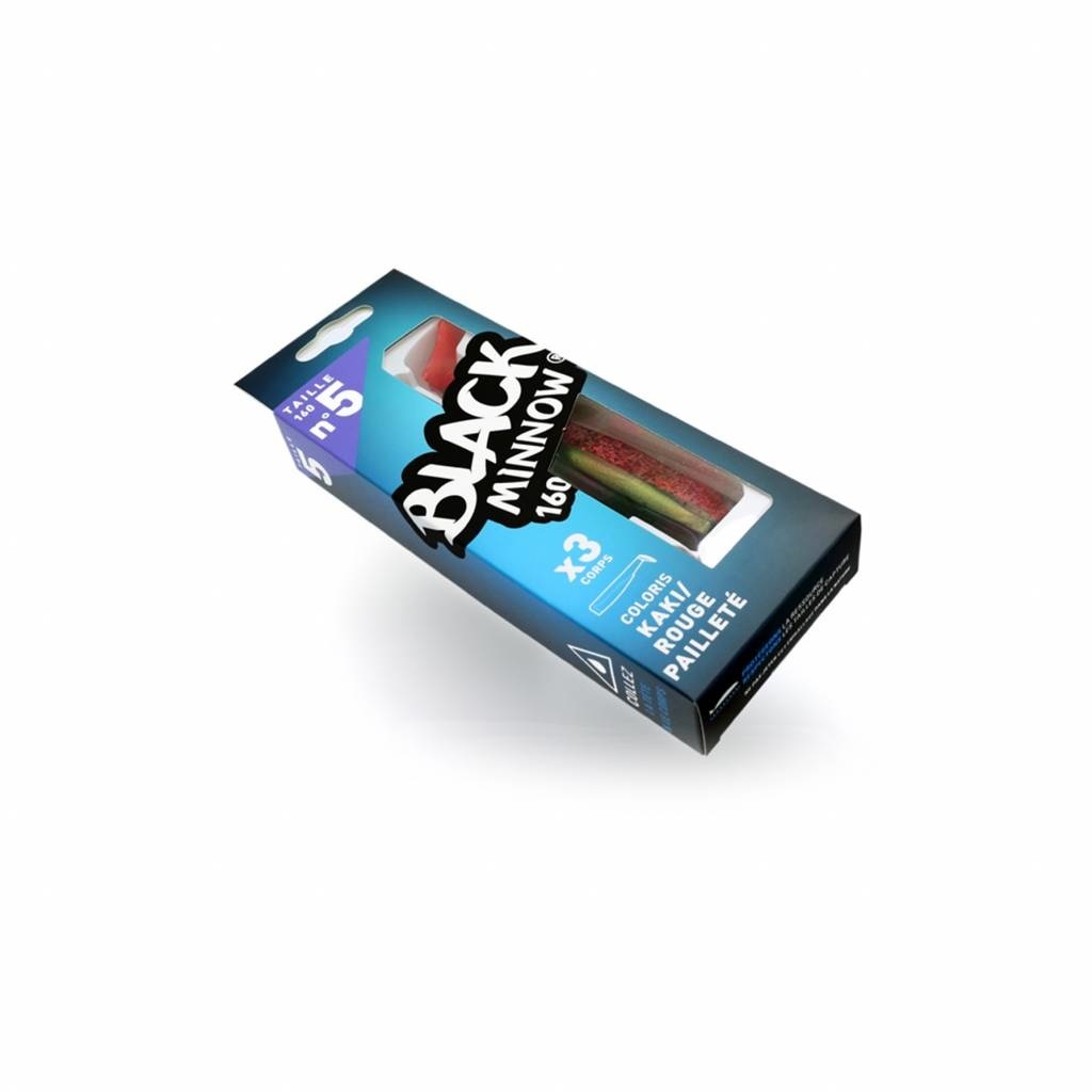 BLACK MINNOW 3 LURES BODIES KAKI/RED