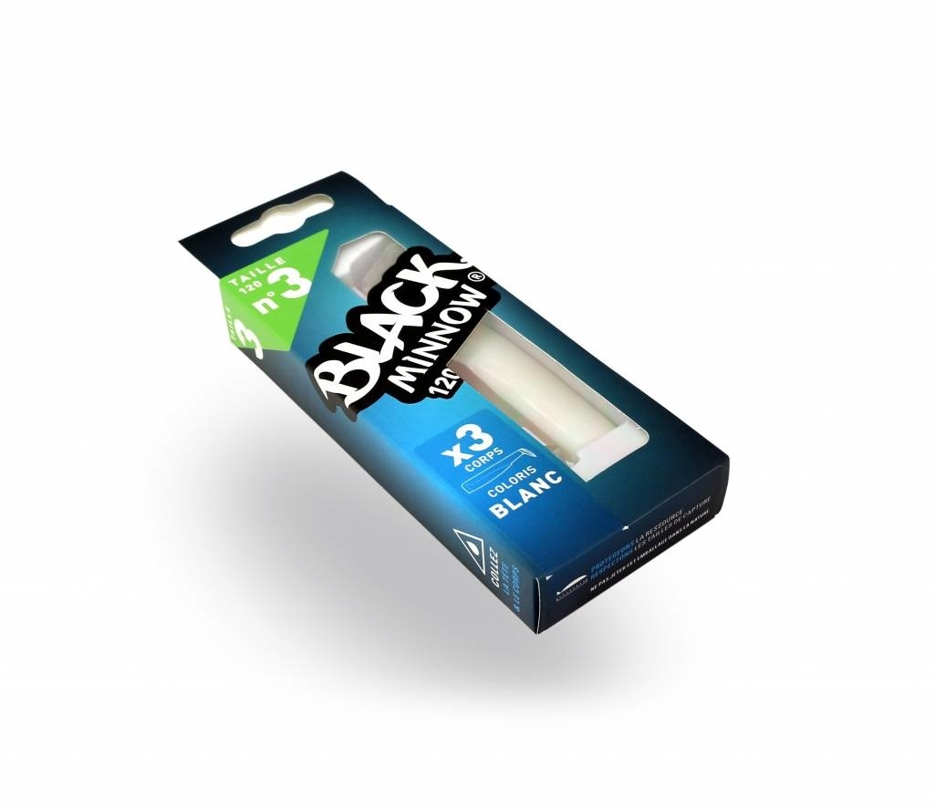 BLACK MINNOW 90 3 LURES BODIES WHITE