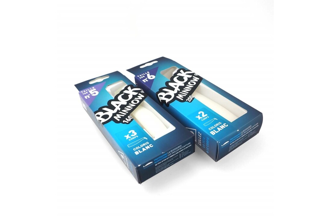 BLACK MINNOW 90 3 LURES BODIES WHITE