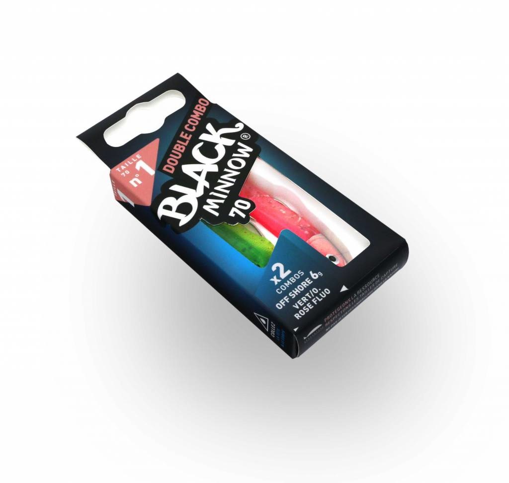 BLACK MINNOW DOUBLE COMBO OFF SHORE GREEN/ORANGE FLUO/PINK