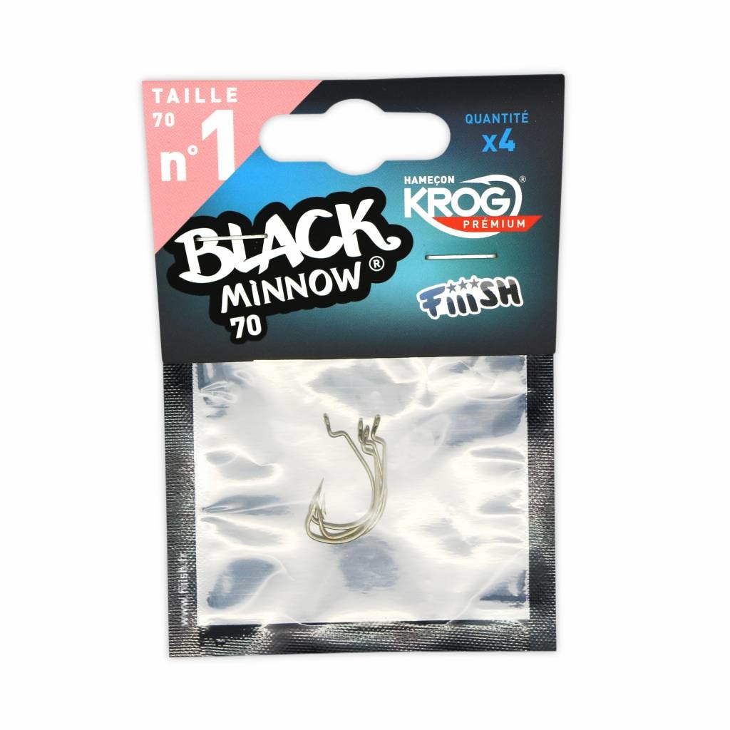 BLACK MINNOW 70 4 HOOKS KROG PREMIUM BY VMC