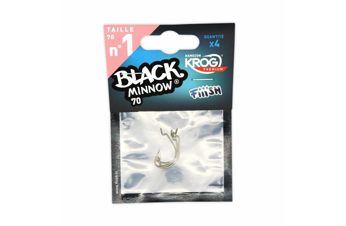 BLACK MINNOW 70 4 HOOKS KROG PREMIUM BY VMC