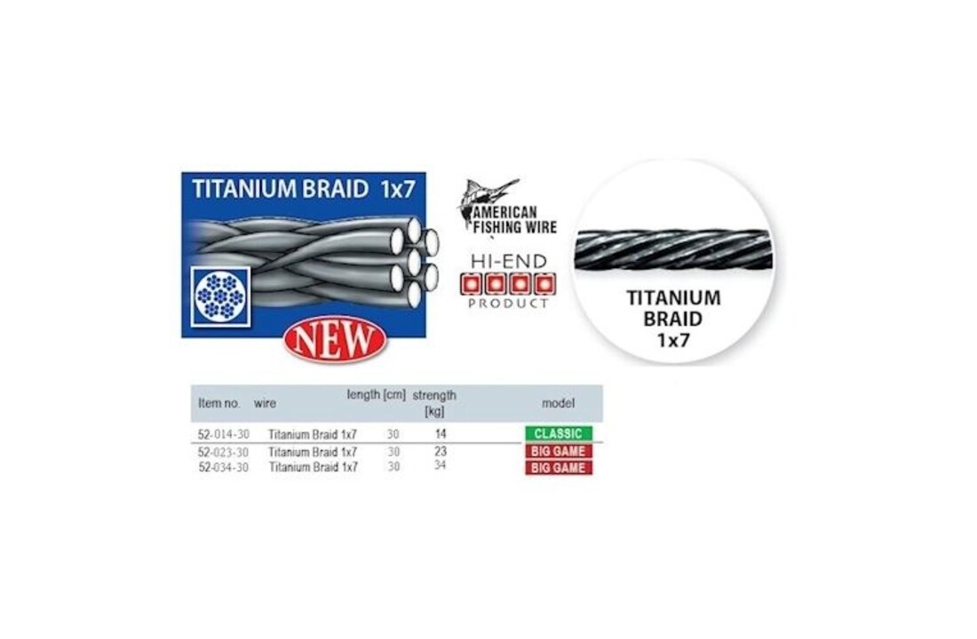 TITANIUM BRAID 1X7 CLASSIC LEADER 14KG 30CM