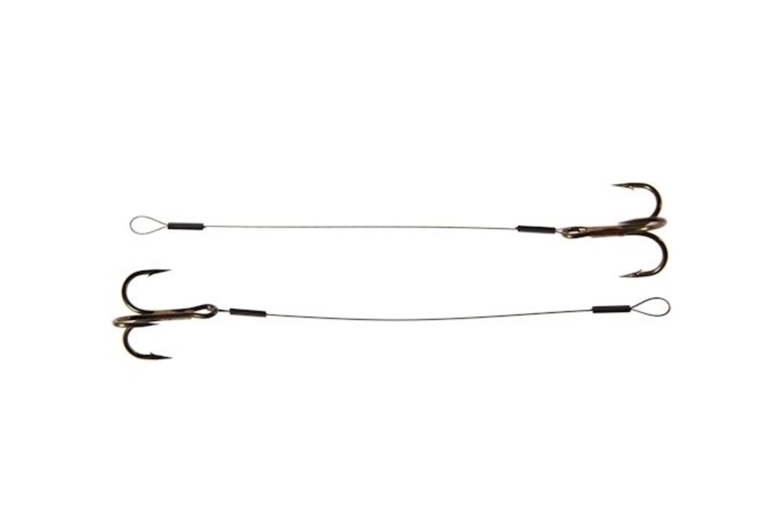 TREBLE HOOK STINGERS STEEL LEADER 1X7 SURFSTRAND 13KG 8CM #4 P/2