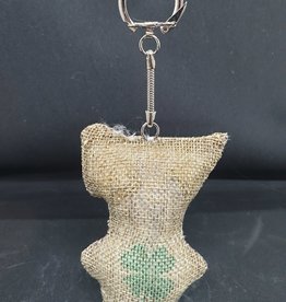 seazido - wevyra luck and protection doll keychain  (jute with a four-leaf clover)