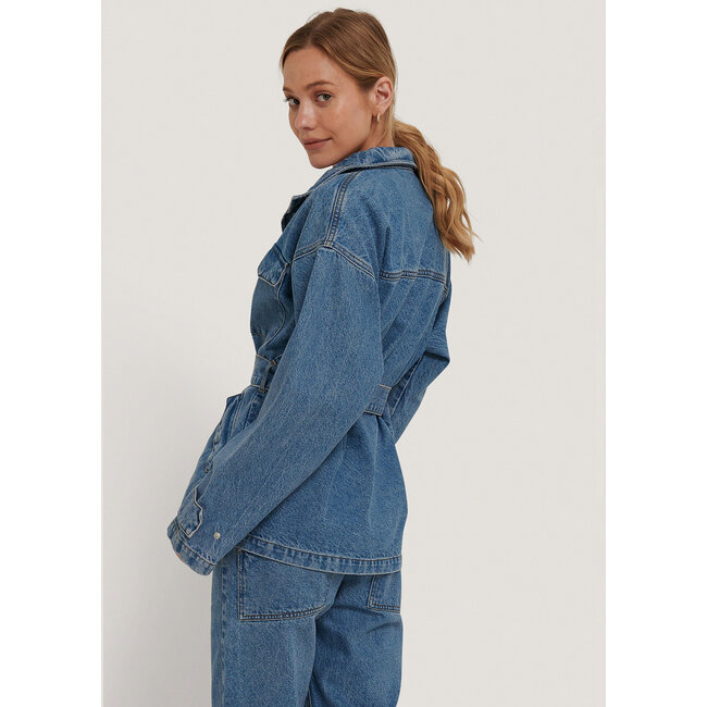 NA-KD Belted Oversized Denim Jacket