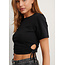 NA-KD Cut Out Cropped T-Shirt Black