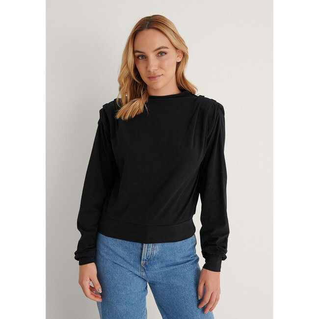 NA-KD Pleated Detail Sweater Black