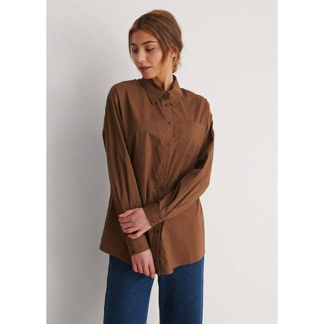 NA-KD Oversized Shirt Brown