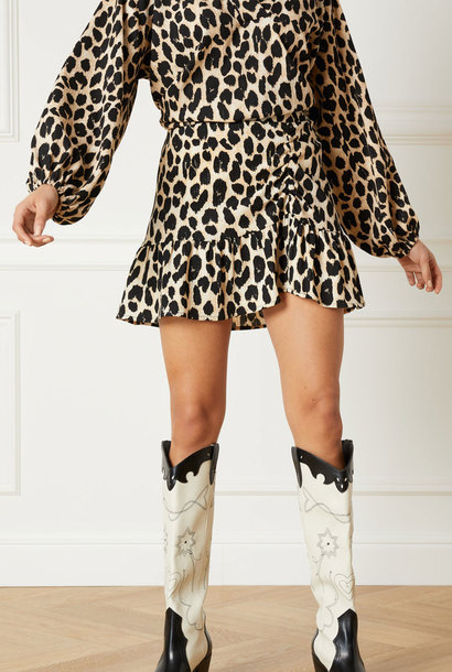Woven Flowy Leopard Skirt