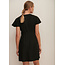 NA-KD Tie Front Linen Blend Dress Black