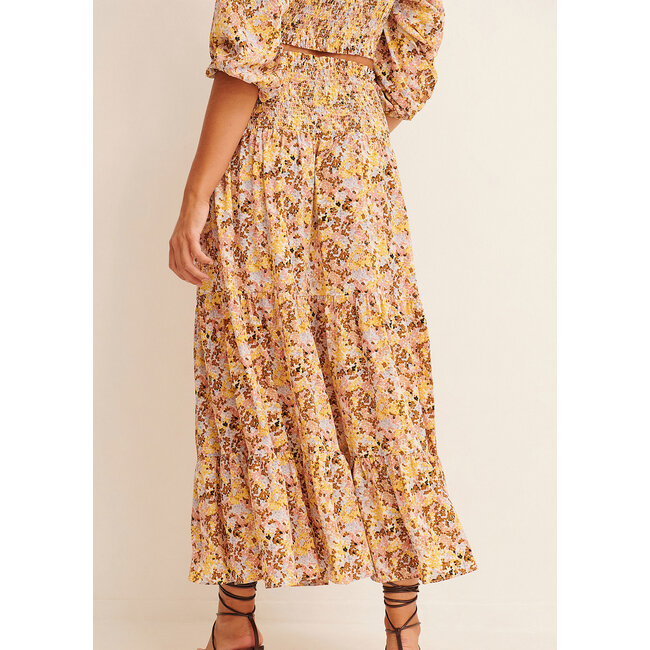 NA-KD Smocked Maxi Skrit Pastel Bloom