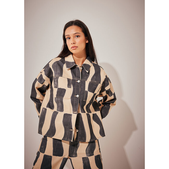 NA-KD Soft Denim Overshirt Black Stripe