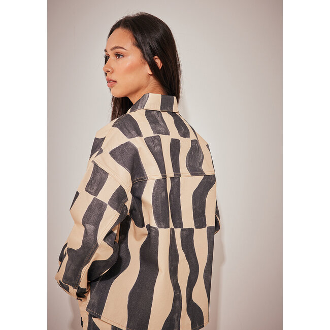 NA-KD Soft Denim Overshirt Black Stripe